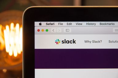 Slack logo seen in a Safari web browser
