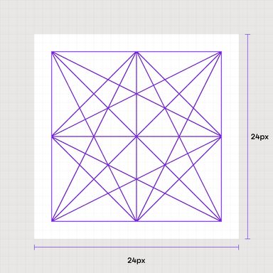 Purple outline icon with 24px width and height grid